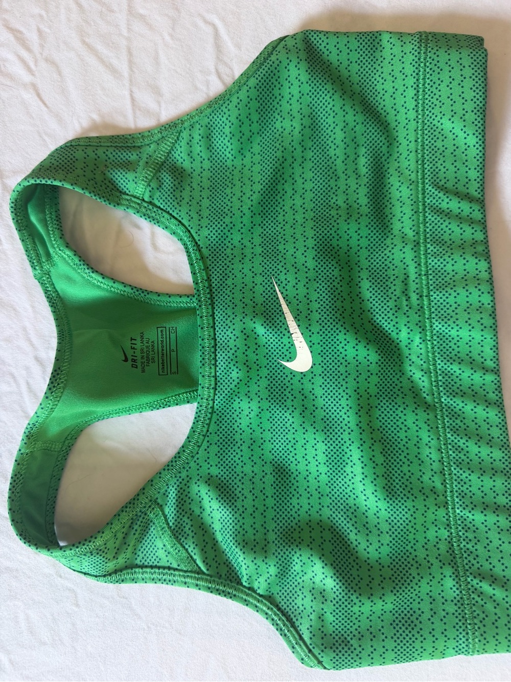 Nike Dri - Fit Green Racerback sports bra with White Swoosh